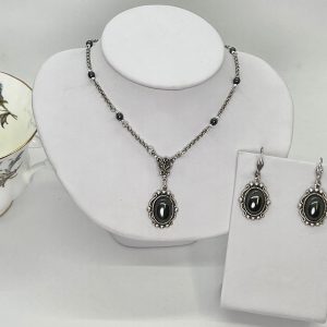 Hematite Gemstone Necklace and Earrings