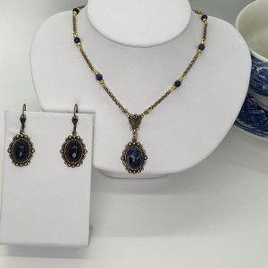 Sodalite Gemstone Necklace and Earrings
